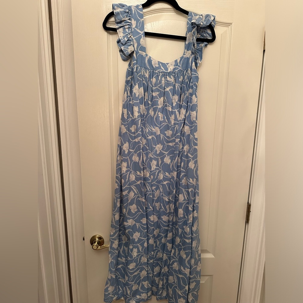 A New Day light blue and white maxi dress; like new